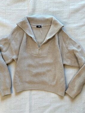 CSB Oatmeal Heather Ribbed Half-Zip Sweater